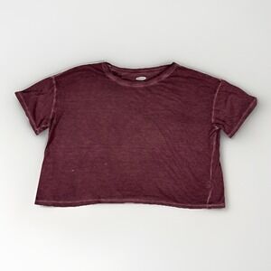 Old Navy Cropped Top Womens‎ Large Heather Maroon Cotton Casual Grand Canyon